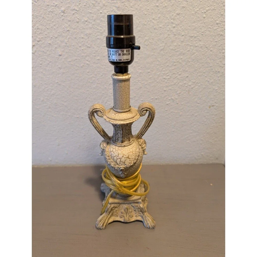 Berman Vintage Ornate Urn Table Lamp Crackle Glaze Resin 14